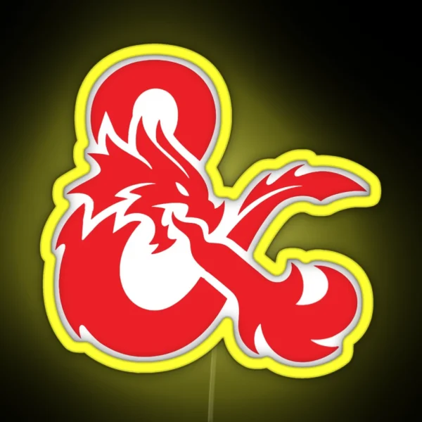 Red Dungeons And Dragons Logo RGB Neon Sign