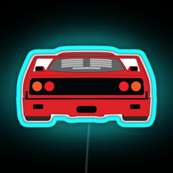 Red F40 Rear View RGB Neon Sign