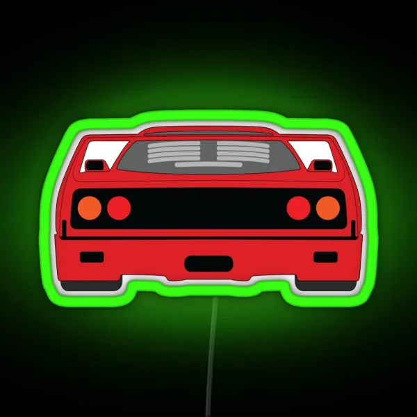 Red F40 Rear View RGB Neon Sign