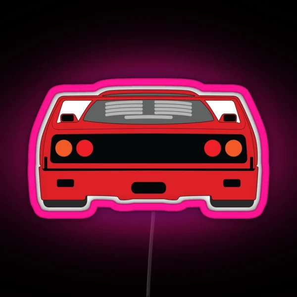 Red F40 Rear View RGB Neon Sign