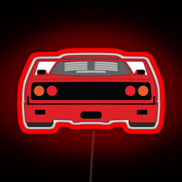 Red F40 Rear View RGB Neon Sign