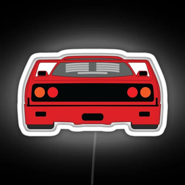 Red F40 Rear View RGB Neon Sign