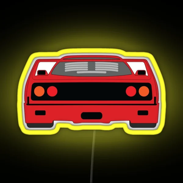 Red F40 Rear View RGB Neon Sign