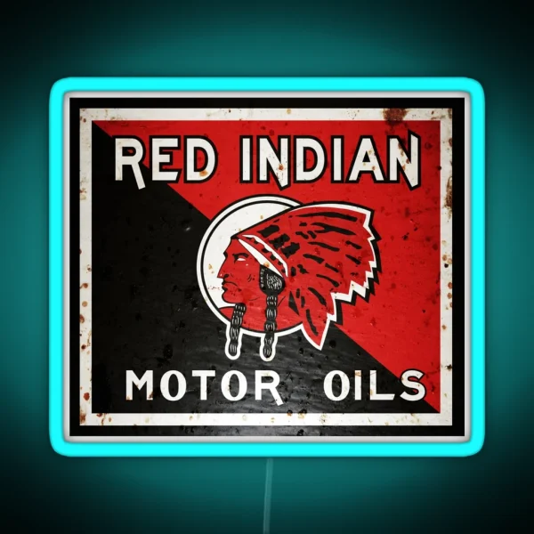 Red Indian Motor Oil Vintage Sign Rusted Version RGB Neon Sign