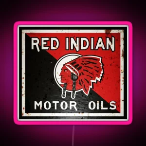 Red Indian Motor Oil Vintage Sign Rusted Version RGB Neon Sign