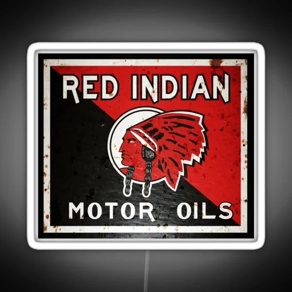 Red Indian Motor Oil Vintage Sign Rusted Version RGB Neon Sign