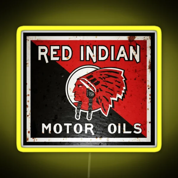 Red Indian Motor Oil Vintage Sign Rusted Version RGB Neon Sign