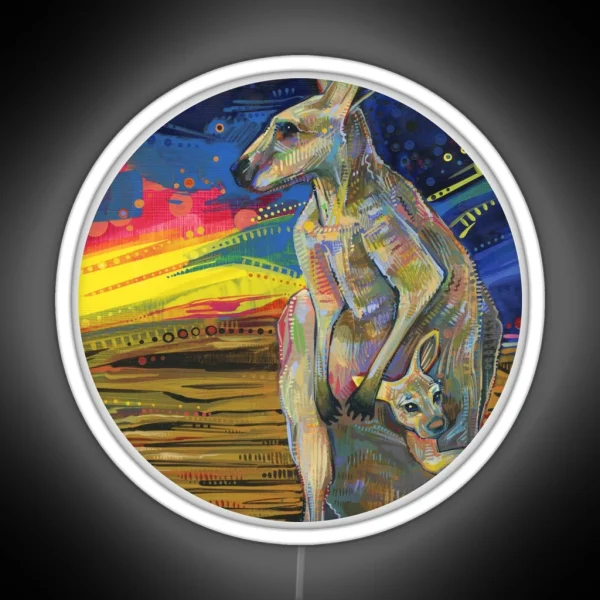 Red Kangaroo And Her Joey RGB Neon Sign