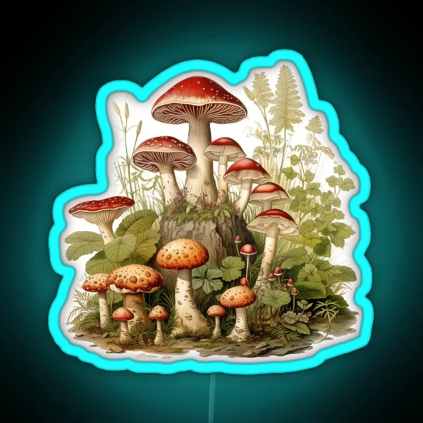 Red Mushroom Amanita Muscaria Forestcore RGB Neon Sign