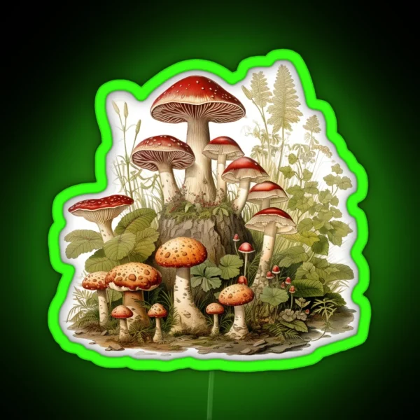 Red Mushroom Amanita Muscaria Forestcore RGB Neon Sign