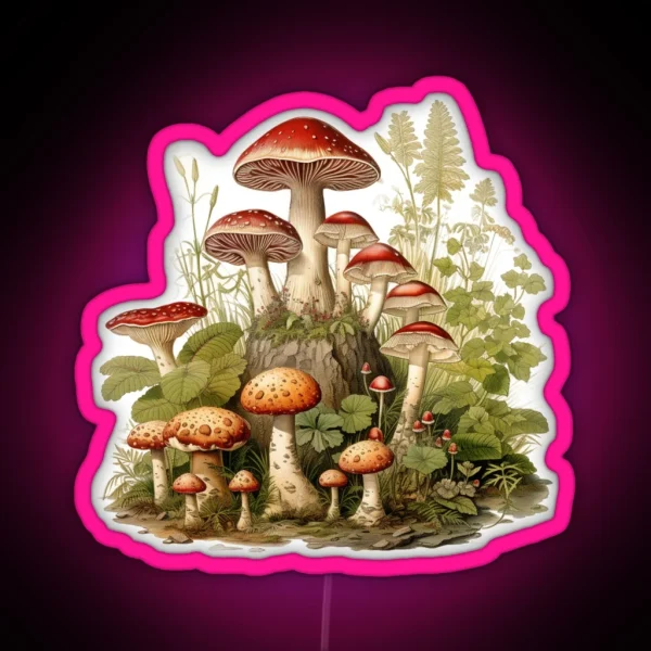 Red Mushroom Amanita Muscaria Forestcore RGB Neon Sign