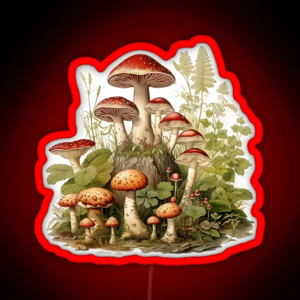 Red Mushroom Amanita Muscaria Forestcore RGB Neon Sign