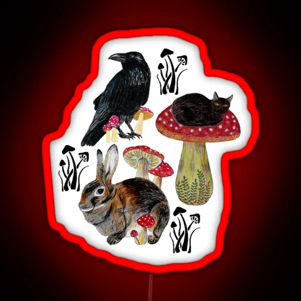 Red Mushroom Forest RGB Neon Sign