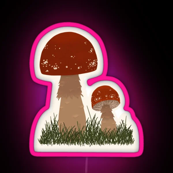 Red Mushrooms Fly Agaric RGB Neon Sign