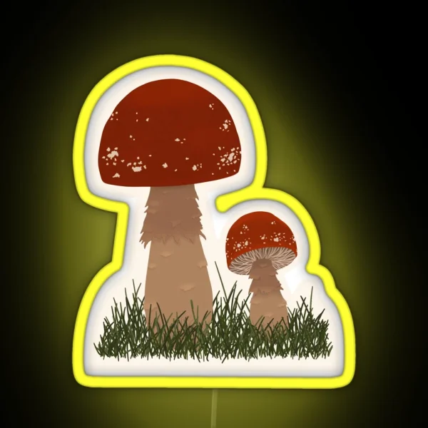 Red Mushrooms Fly Agaric RGB Neon Sign