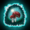 red mushrooms forest painterly style neon sign