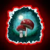 red mushrooms forest painterly style rgb neon sign