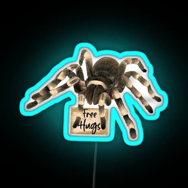 Red Orange Knee Tarantula Spider Free Hugs RGB Neon Sign