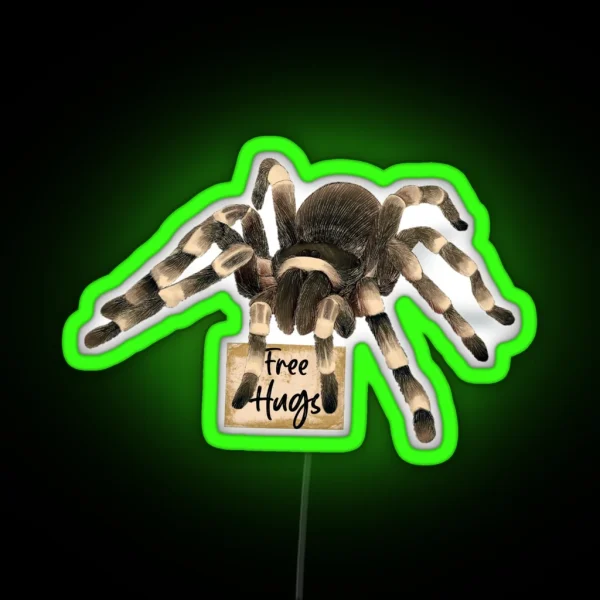 Red Orange Knee Tarantula Spider Free Hugs RGB Neon Sign