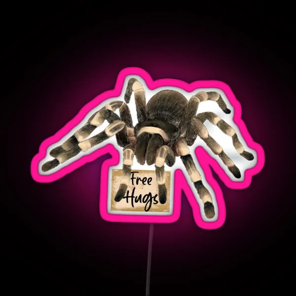 Red Orange Knee Tarantula Spider Free Hugs RGB Neon Sign