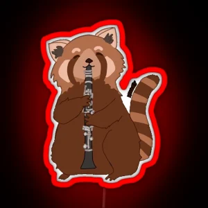 Red Panda Playing Clarinet RGB Neon Sign