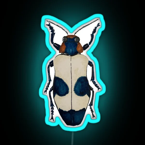 Red Speckled Jewel Beetle Watercolor Illustration RGB Neon Sign