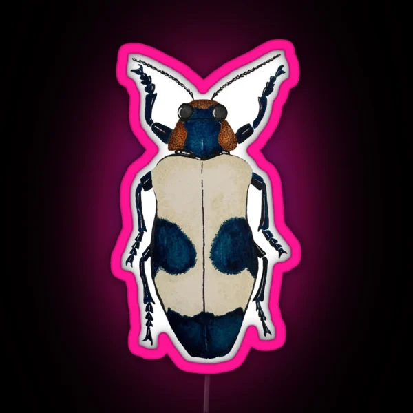 Red Speckled Jewel Beetle Watercolor Illustration RGB Neon Sign