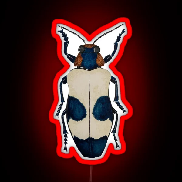 Red Speckled Jewel Beetle Watercolor Illustration RGB Neon Sign