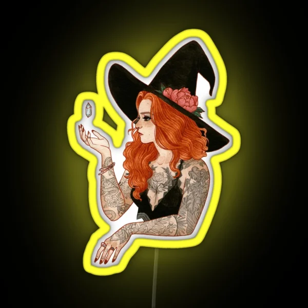 Red Tattooed Witch RGB Neon Sign