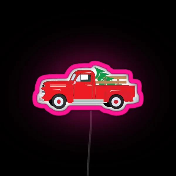 Red Truck With Tree Led RGB Neon Sign