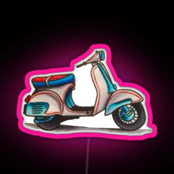 Red White And Blue Scooter RGB Neon Sign