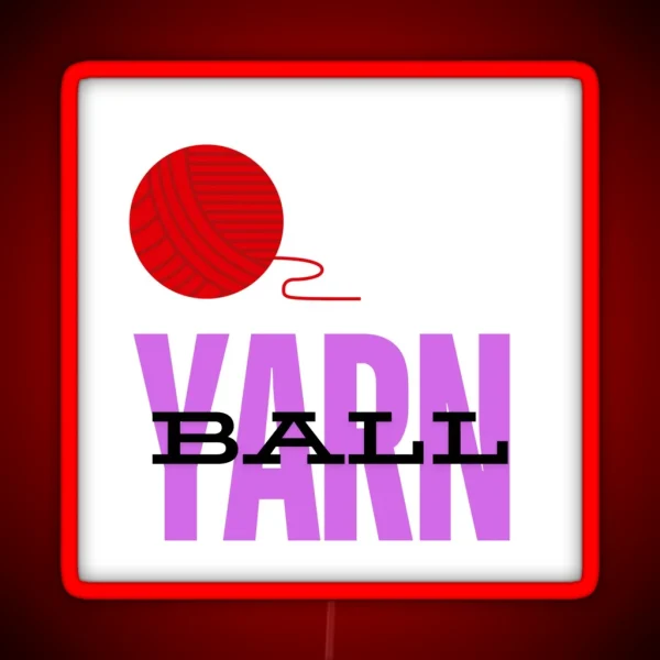 Red Yarn Ball RGB Neon Sign