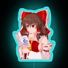 Reimu learning C programming Touhou meme RGB neon sign blue.