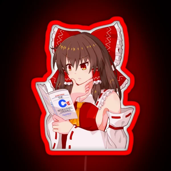 Reimu Learning C Programming Touhou Meme RGB Neon Sign