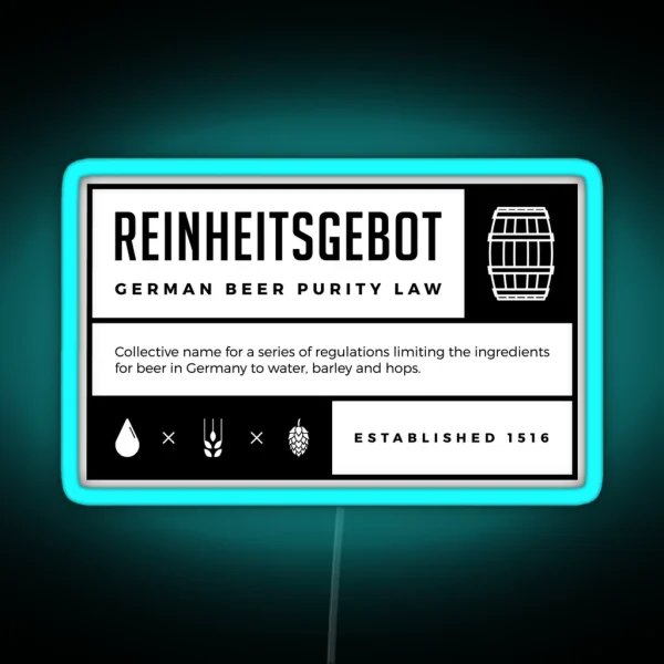 Reinheitsgebot German Beer Purity Law Of 1516 RGB Neon Sign