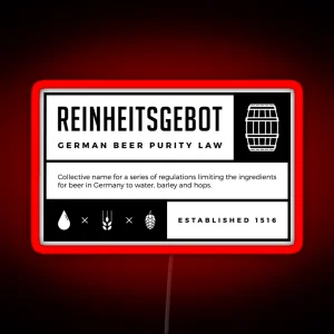 Reinheitsgebot German Beer Purity Law Of 1516 RGB Neon Sign