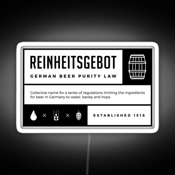 Reinheitsgebot German Beer Purity Law Of 1516 RGB Neon Sign