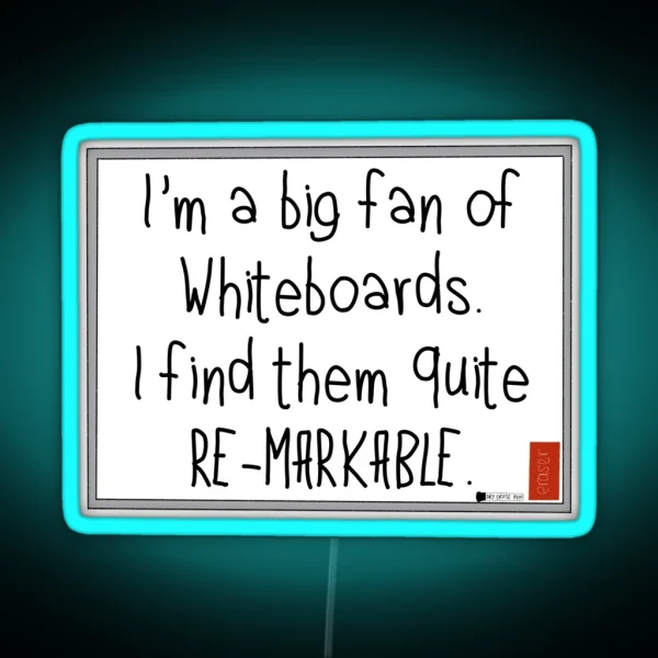 Remarkable Whiteboard Pun RGB Neon Sign
