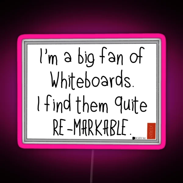 Remarkable Whiteboard Pun RGB Neon Sign