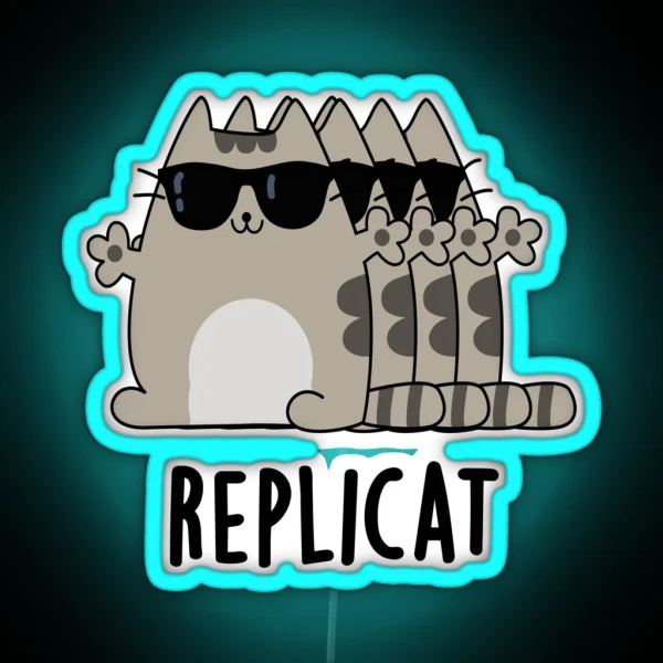 Replicat Funny Replicated Cat Puns RGB Neon Sign