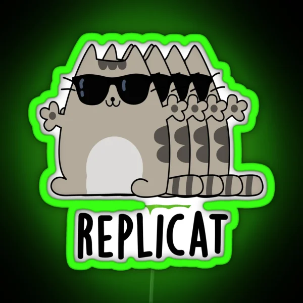 Replicat Funny Replicated Cat Puns RGB Neon Sign