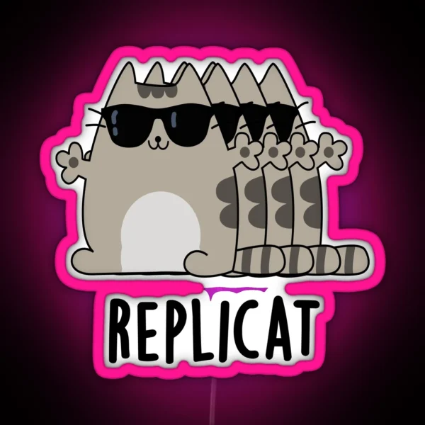 Replicat Funny Replicated Cat Puns RGB Neon Sign