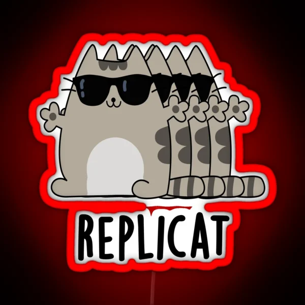 Replicat Funny Replicated Cat Puns RGB Neon Sign