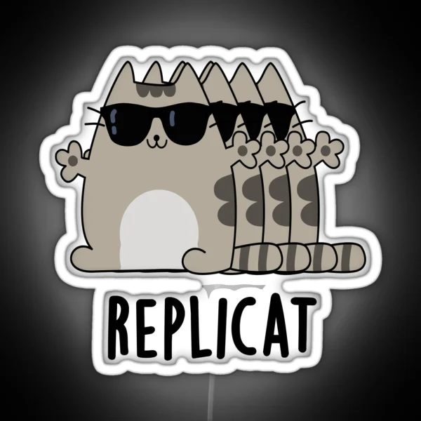 Replicat Funny Replicated Cat Puns RGB Neon Sign