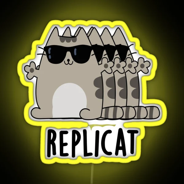 Replicat Funny Replicated Cat Puns RGB Neon Sign