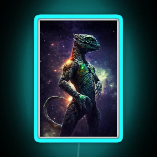 Reptilian Alien 3 Extraterrestrial Humanoid RGB Neon Sign