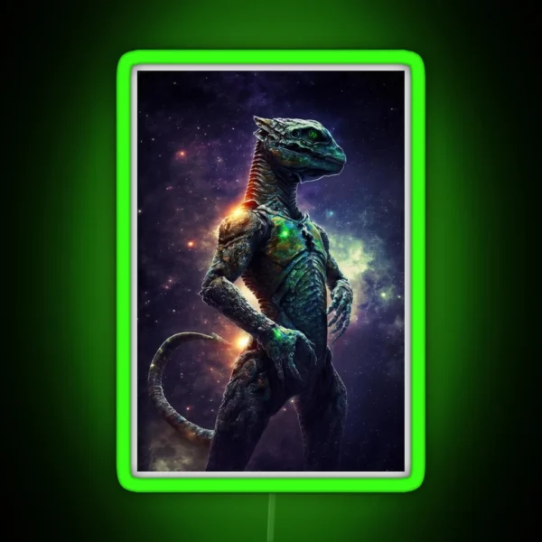 Reptilian Alien 3 Extraterrestrial Humanoid RGB Neon Sign