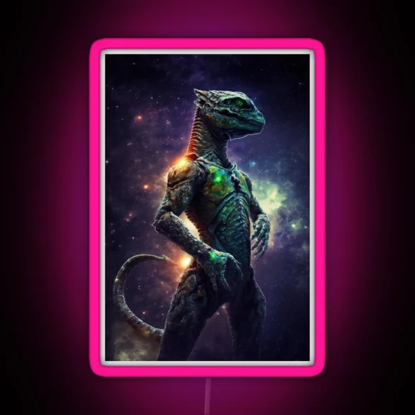 Reptilian Alien 3 Extraterrestrial Humanoid RGB Neon Sign