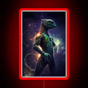Reptilian Alien 3 Extraterrestrial Humanoid Standing Tall Ai Art RGB Neon Sign