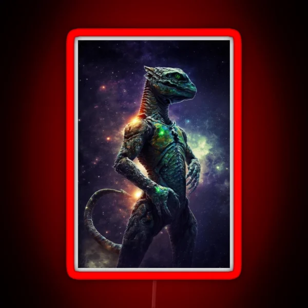 Reptilian Alien 3 Extraterrestrial Humanoid RGB Neon Sign